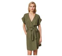 Twinset - Abito Avvolgente con Maniche Kimono Corte - - Dresses - Donna - Verde - M