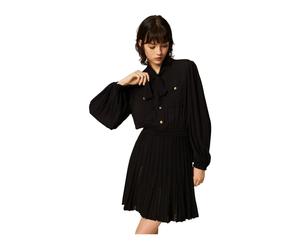 Twinset - Abito Bicolore con Foulard - - Dresses - Donna - Nero - S
