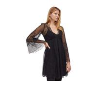 Twinset - Abito Corto Svasato in Pizzo a Strati - - Dresses - Donna - Nero - S