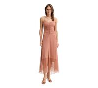 Twinset - Abito Lungo in Tulle Plumetis con Pizzo - - Dresses - Donna - Marrone - L
