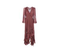 Twinset - Abito plissettato con volant - - Dresses - Donna - Marrone - XS