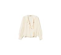 Twinset, ,Blouses & Shirts ,Donna ,Bianco ,L Blusa in Crêpe de Chine con Volant