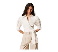 Twinset - Camicia a portafoglio in popeline - - Blouses & Shirts - Donna - Bianco - M