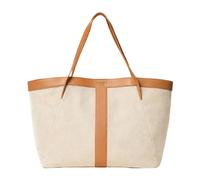 Twinset - Canvas and leather shopper bag - - Bags - Donna - Beige - ONE SIZE