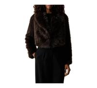 Twinset - Giacca Corta in Ecopelliccia con Collo a Sciarpa - - Jackets - Donna - Marrone - S