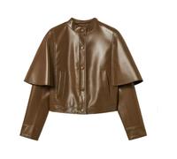 Twinset - Giacca effetto pelle con inserto a mantella - - Jackets - Donna - Marrone - S