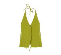 Twinset - Gilet halter in misto lino - - Tops - Donna - Verde - M