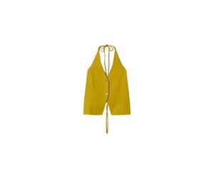 Twinset - Gilet halter in misto lino - - Tops - Donna - Verde - M