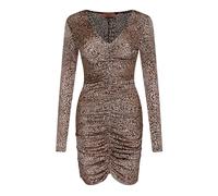 Twinset - Mini Abito con Stampa Animalier e Drappeggio - -Dresses -Donna -Marrone -L