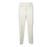 Twinset - Pantaloni Cargo in Lino con Vita Alta - - Trousers - Donna - Bianco - L