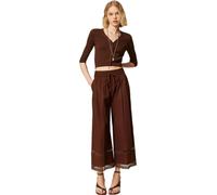 Twinset - Pantaloni in Cotone Stretch - - Trousers - Donna - Marrone - M