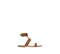 Twinset - Sandali piatti in pelle con borchie - - Shoes - Donna - Marrone - 38 EU
