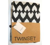 TWINSET SCIARPA DONNA STOLA IN MAGLIA JACQUARD CON CUORI OCRA