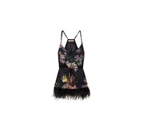 Twinset - Top Corto con Piume in Nero/Multicolore - - Tops - Donna - Multicolore - XS