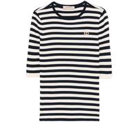 Twinset - Felpa Notte Blu Riga Neve - -Tops -Donna -Blu -M