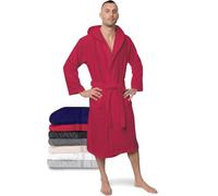 Twinzen Accappatoio per Uomo con Cappuccio in Spugna, L, Borgogna, 2 Tasche, Cintura Cotone Senza Prodotto Chimico, Oeko Tex - Vestaglia per Uscire dalla Doccia, Assorbente e Confortevole