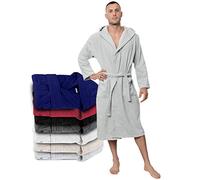 Twinzen Accappatoio per Uomo con Cappuccio in Spugna, L, Grigio, 2 Tasche, Cintura Cotone Senza Prodotto Chimico, Oeko Tex - Vestaglia per Uscire dalla Doccia, Assorbente e Confortevole