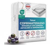 Twinzen - Coprimaterasso Francese 140x200 x 28 cm con Cerniera - Fodera Materasso Una Piazza e Mezza 140x200 x 28 cm - Impermeabile, Antiacaro e Anticimici, Bi-Ome & Oeko-Tex