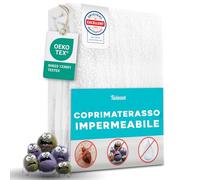 Twinzen - Coprimaterasso Matrimoniale con Cerniera - Proteggi Materasso Impermeabile 180x200 x 25 cm - Antiacaro e Anticimici - Bi-Ome & Oeko-Tex