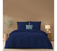 Twinzen Copripiumino 200x200 cm Blu scuro, con 2 Federe 65x65cm - Set Copripiumino Matrimoniale Microfibra - Oeko-Tex
