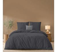 Twinzen Copripiumino 200x200 cm Grigio scuro, con 2 Federe 65x65cm - Set Copripiumino Matrimoniale Microfibra - Oeko-Tex