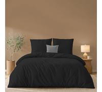 Twinzen Copripiumino 200x200 cm Nero, con 2 Federe 65x65cm - Set Copripiumino Matrimoniale Microfibra - Oeko-Tex