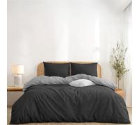 Twinzen Copripiumino Matrimoniale 200x200cm Reversibile Grigio Scuro/Grigio Chiaro, con 2 Federe 50x80cm - Copripiumino 200x200 Microfibra - Oeko-Tex
