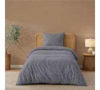 Twinzen Copripiumino Una Piazza e Mezza 140x200cm Antracite, con 1 Federa 65x65cm - Set Copripiumino Matrimoniale Microfibra - Oeko-Tex