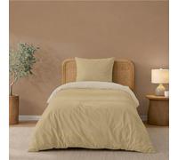 Twinzen Copripiumino Una Piazza E Mezza 140x200cm Reversibile Beige/Sabbia, con 1 Federa 65x65cm - Set Copripiumino Matrimoniale Microfibra - Oeko-Tex