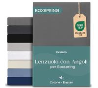 Twinzen Lenzuolo Piazza e Mezza Con Angoli 140x200 cm Premium, Cotone con 5% Elastico - Altezza Profondo 40cm, Materassi Alti/Boxspring - Antracite - Oeko-Tex
