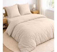 Twinzen Set Copripiumino Matrimoniale - 4 Pezzi - Copripiumino matrimoniale 240x220 cm, Lenzuolo con Angoli 160x200 cm, 2 Federe 65x65 cm - Microfibra Spazzolata, Oeko-Tex - Beige