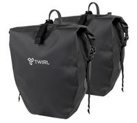 TWIRL Borsa da bicicletta per portapacchi DOPPIO, 2x 22 litri, con maniglia, tracolla e piccola tasca interna rimovibile, borsa per portapacchi, borsa posteriore per bicicletta, nera