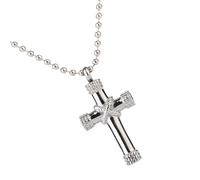 TWISAXC Incredibile collana in acciaio inossidabile con croce e ceneri | commemorativi per custodire i propri cari con Per eleganza e stile. Collana con croce e urna per cremazione realizzata in