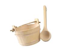 TWISAXC Secchio per sauna da 4 litri e cucchiaio di legno, accessori per spa, botte da bagno fatta a mano per relax, comfort e tempo libero, set di mestoli per secchio per sauna