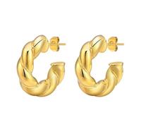 Twist Rope Open Hoop Orecchini per Le Donne, Grosso in Acciaio Inox Semplice ipoallergenico Post Hoops