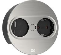 Twist2 1xCEE7-3 1 USB inox rotondo rotondo Fine maniche USB Charg. A-c 2m NEW