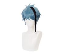 Twisted-Wonderland Floyd Jade Nero Blu Misto Breve Resistente Al Calore Capelli Sintetici Carnevale Halloween Cosplay Parrucca + Parrucca Cap Giada