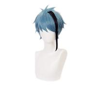 Twisted-Wonderland Floyd Jade Nero Blu Misto Corto Sintetico Resistente al calore Capelli Carnevale Halloween Parrucca Cosplay + Parrucca Cap giada