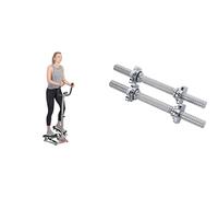 Twister Stepper Machine, Height Adjustable Stepper w/Handlebars & LCD Monitor + 35.5 cm Threaded Chrome Dumbbell Bar