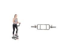 Twister Stepper Machine, Height Adjustable Stepper w/Handlebars & LCD Monitor + 86 cm Olympic Triceps Bar with Ring Collars, Olympic Weight for Weightlifting and Bodybuilding