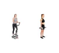 Twister Stepper Machine, Height Adjustable Stepper w/Handlebars & LCD Monitor + Adjustable 15 KG Dumbbell Set w/Carry Case, Space Saver, Secure Quick-Lock