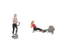 Twister Stepper Machine, Height Adjustable Stepper w/Handlebars & LCD Monitor + Foldable and Compact Magnetic Rowing Machine, 130 KG Max, LCD Display, Super Quiet