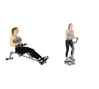 Twister Stepper Machine, Height Adjustable Stepper w/Handlebars & LCD Monitor + SF-RW1205 12 Adjustable Resistance Rowing Machine Rower w/Digital Monitor
