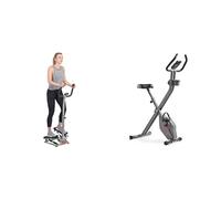 Twister Stepper Machine, Height Adjustable Stepper w/Handlebars & LCD Monitor + Smart Folding X-Bike, Portable Compact Exercise Bike, 14-Level Magnetic Resistance