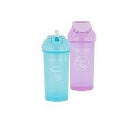 Twistshake 2x Bicchiere Sippy Baby con Cannuccia - 360ml | Bottiglie D'acqua per Bambini a Prova di Perdite | Tazza Antigoccia per i più Piccoli | Tazza di Cannuccia| Viola Chiaro & Azzurro
