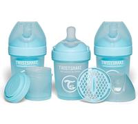 Twistshake 3x Pro Double Biberon Anticolico con Contenitore per Latte in Polvere - 180 ml | Capezzolo Simile al Seno in Silicone a Flusso Lento | Senza BPA | Adatto per Neonati (0+) | Blu