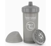 Twistshake Biberon a Prova di Perdite con Beccuccio Rigido e Frullatore per Frutta 360ml, Bicchiere Antigoccia per Bambini, Senza BPA | Tazza Sippy da Allenamento per Bambini | Grigio Chiaro