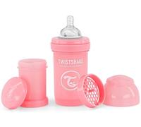 Twistshake Biberon Anti-Colica con Contenitore per Latte in Polvere e Miscelatore - 180ml | Capezzolo Simile al Seno in Silicone a Flusso Medio | Bottiglia di Latte per Bambini Senza BPA | Adatto per Neonati (0+) | Rosa Chiaro
