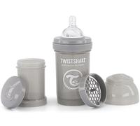 Twistshake Biberon Anti-Colica con Contenitore per Latte in Polvere e Miscelatore - 180ml | Capezzolo Simile al Seno in Silicone a Flusso Medio | Bottiglia di Latte per Bambini Senza BPA | Adatto per Neonati (0+) | Grigio Chiaro