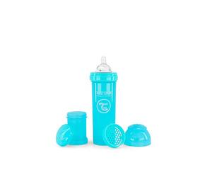 Twistshake Biberon Anti-Colica con Contenitore per Latte in Polvere e Miscelatore 330ml, Capezzolo Simile al Seno in Silicone a Flusso Rapido, Senza BPA | Adatto Bambini dai 4 Mesi in su | Azzurro